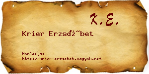 Krier Erzsébet névjegykártya